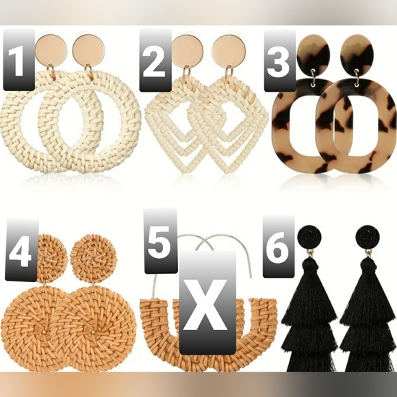 Rattan Dangle Bohemian Style Earrings - Picture 1 of 5